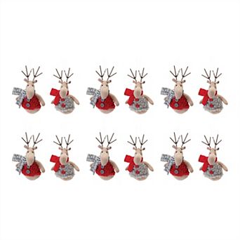 Plush Deer With Sweater Ornament (set Of 12)