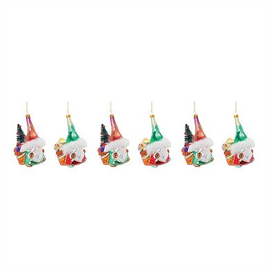Glass Santa Gnome Ornament (Set Of 6)