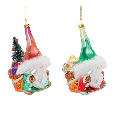 Glass Santa Gnome Ornament (Set Of 6)