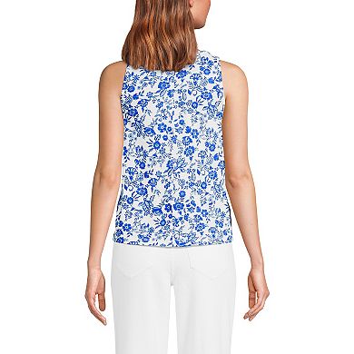 Women's Lands' End Printed Button Down V-Neck Tank Top