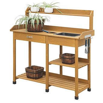 Outdoor Garden Wood Potting Bench Work Table