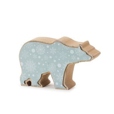 Wood Polar Bear Decor (set Of 2)