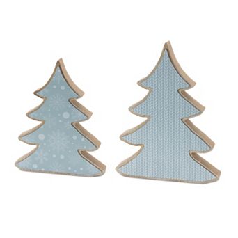 Wood Pine Tree Decor (Set Of 2)