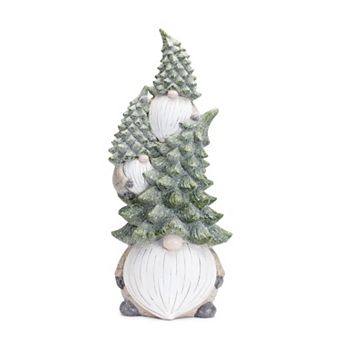 Stone Holiday Gnome Stack with Pine Tree Hat 23.25"H