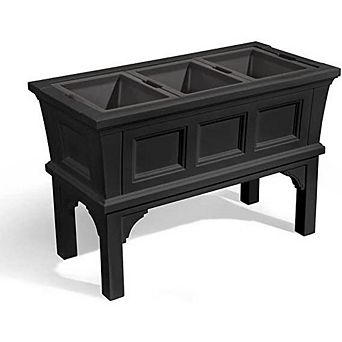 Raised Planter Box Black with 3 Removable Trays for Flowers Herbs Vegetables 39 Inch