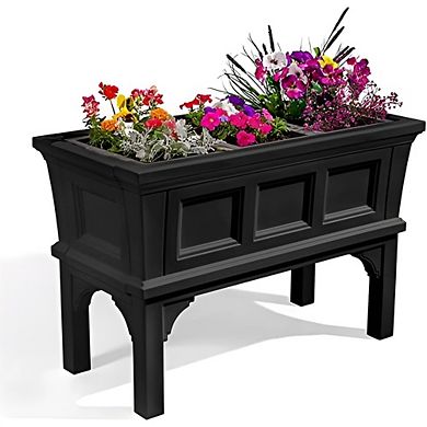 Raised Planter Box Black with 3 Removable Trays for Flowers Herbs Vegetables 39 Inch