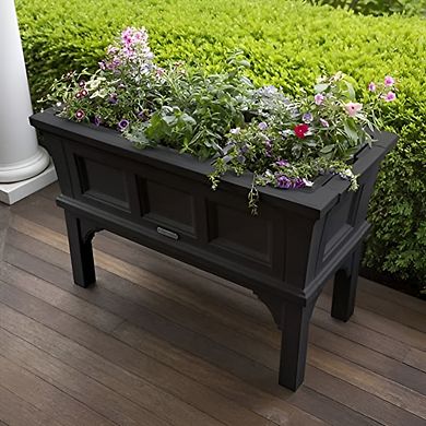 Raised Planter Box Black with 3 Removable Trays for Flowers Herbs Vegetables 39 Inch