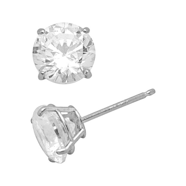 Timeless Wonder Fancy Zirconia Geo Letter Stud Earrings for Women