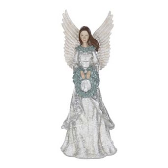 Winter Angel Figurine With Wreath 18.5"h