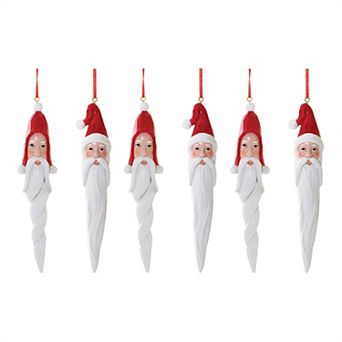 Carved Santa Drop Ornament (Set Of 6)