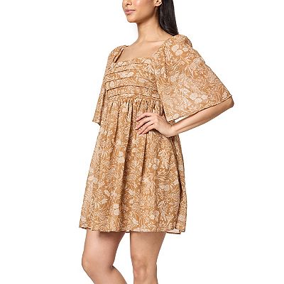 Juniors' WallFlower Short Bell Sleeve Pleated Bodice Skater