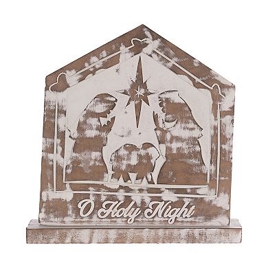 White Washed Nativity Sign (Set Of 2)