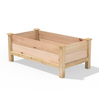 Farmhouse 24 in X 48 in X 19 in Cedar Elevated Victory Garden Bed