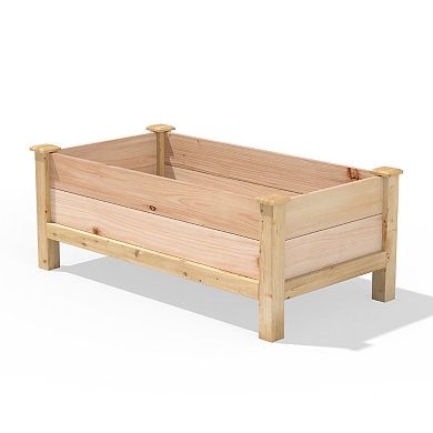 Outdoor Cedar Elevated Garden Bed 24 x 48 in for Flowers, Herbs, and Vegetables, Natural