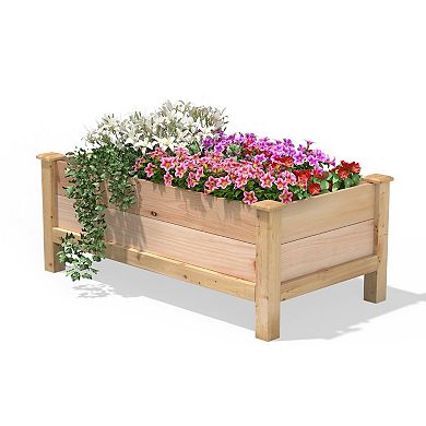 Outdoor Cedar Elevated Garden Bed 24 x 48 in for Flowers, Herbs, and Vegetables, Natural