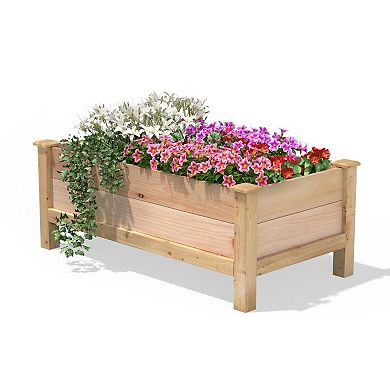 Outdoor Cedar Elevated Garden Bed 24 x 48 in for Flowers, Herbs, and Vegetables, Natural