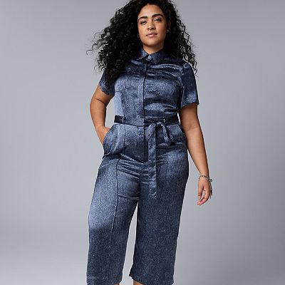 Plus Size Simply Vera Vera Wang Denim Jumpsuit