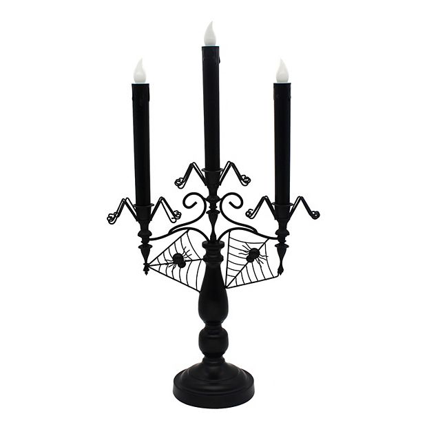 Chandelier Métal Noir Halloween Avec Toiles D'araignée Et Chauves-souris - 12 Pouces