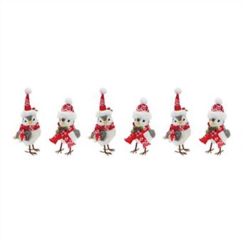Winter Bird With Hat And Scarf Accent (Set Of 6)