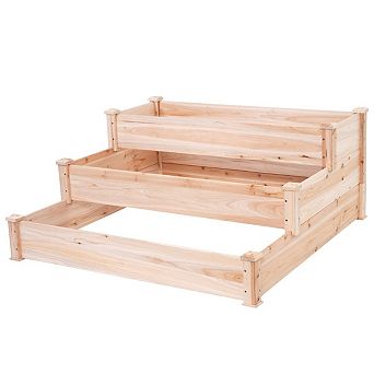 Solid Wood 4 Ft X 4 Ft Raised Garden Bed Planter 3 tier