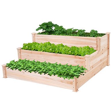 Solid Wood 4 Ft X 4 Ft Raised Garden Bed Planter 3-tier