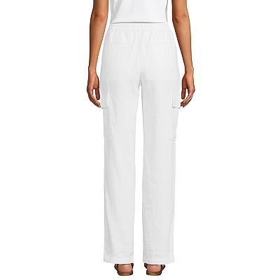 Women s Lands End High Rise Pull On Linen Cargo Pants