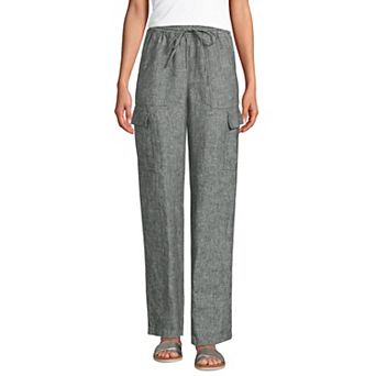 Women's Lands' End High-Rise Pull-On Linen Cargo Pants