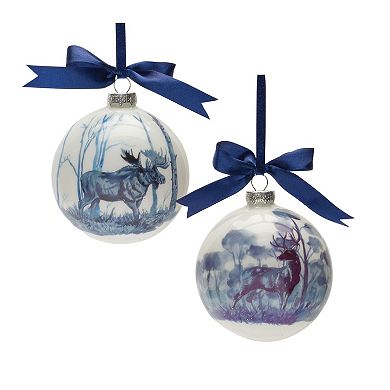 Woodland Deer And Moose Ball Ornament (Set Of 6)