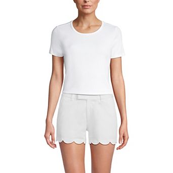 Women's Lands' End Mid Rise Scallop Hem 5 in Chino Shorts