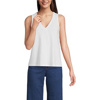 Women's Lands' End Lightweight Jersey V-Neck Tank Top