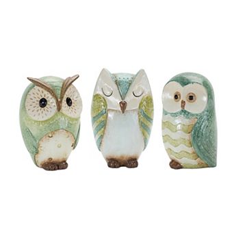Terra Cotta Owl Figurine (Set Of 3)