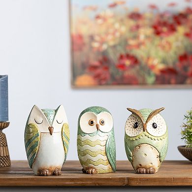 Terra Cotta Owl Figurine (Set Of 3)
