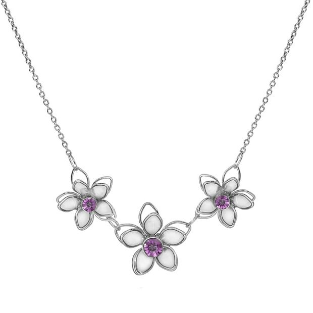 LC Lauren Conrad Crystal Three Flower Statement Necklace