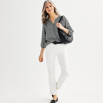 Women's Croft & Barrow® Smocked Shoulder Blouse