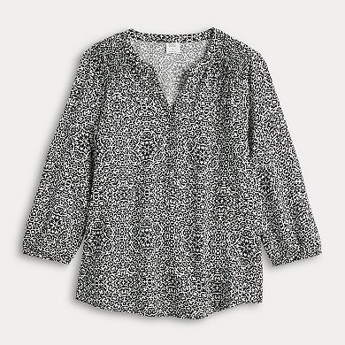 Women's Croft & Barrow® Smocked Shoulder Blouse