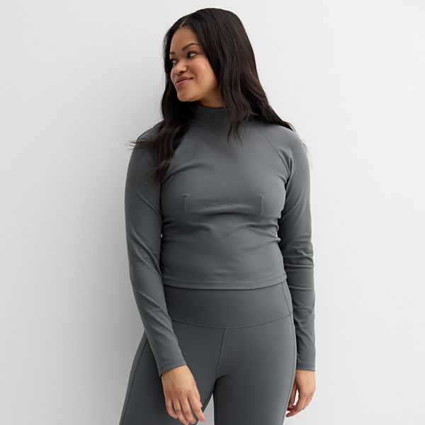 新品　WOMEN’S BACK LOGO LINE LS MOCK NECK Women's FLX Affirmation Mock Neck Long Sleeve Active Top