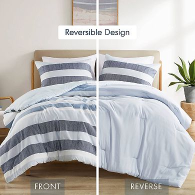 510 Design Blake Stripe Textured Print Comforter Set