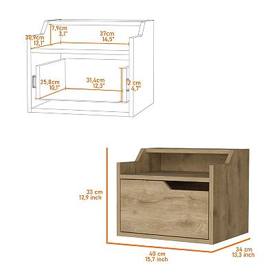 Florence Floating Nightstand With Drawer And Dual-shelf Display