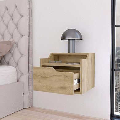 Florence Floating Nightstand With Drawer And Dual-shelf Display