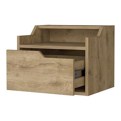 Florence Floating Nightstand With Drawer And Dual-shelf Display