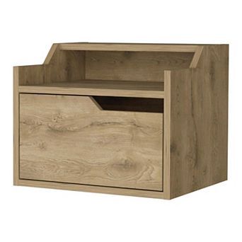 Florence Floating Nightstand With Drawer And Dual-shelf Display