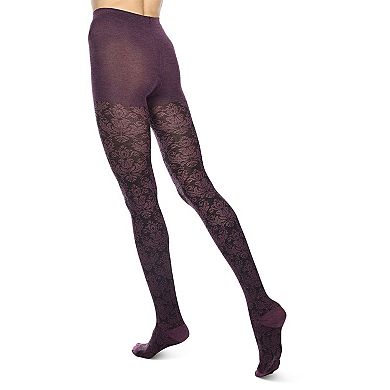 Baroque Patterned Cotton Blend Sweater Tights