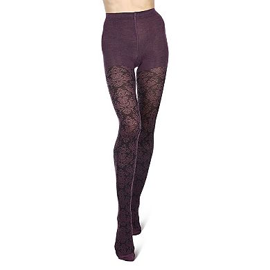 Baroque Patterned Cotton Blend Sweater Tights