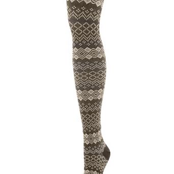 Horizontal Diamond Cotton Blend Sweater Tights