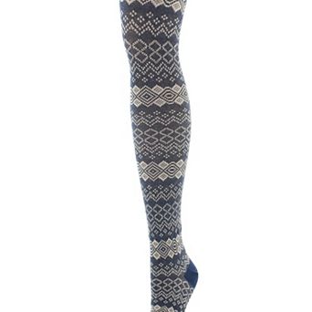 Horizontal Diamond Cotton Blend Sweater Tights