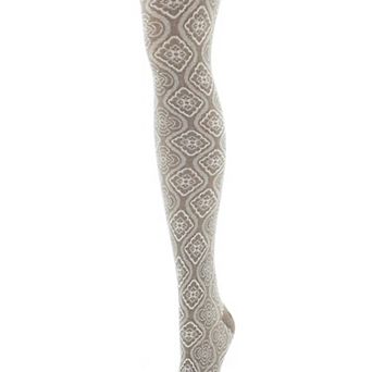 Trellis Patterned Cotton Blend Sweater Tights