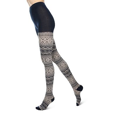 Diamond Fair Isle Patterned Cotton Blend Sweater Tights