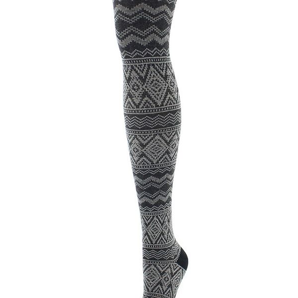 Diamond Fair Isle Patterned Cotton Blend Sweater Tights