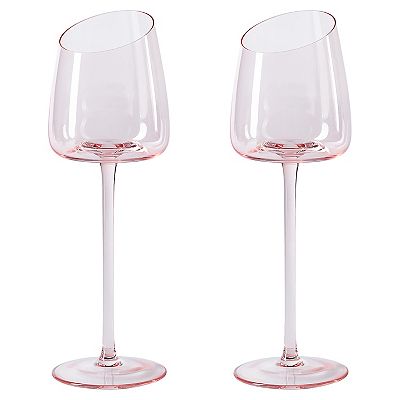Ventray Home French Style Pink Crystal Burgundy Wine Glasses, Set Of 2