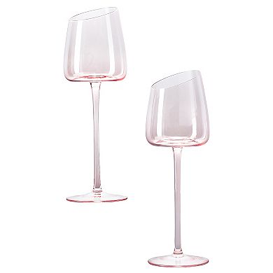 Ventray Home French Style Pink Crystal Burgundy Wine Glasses, Set Of 2